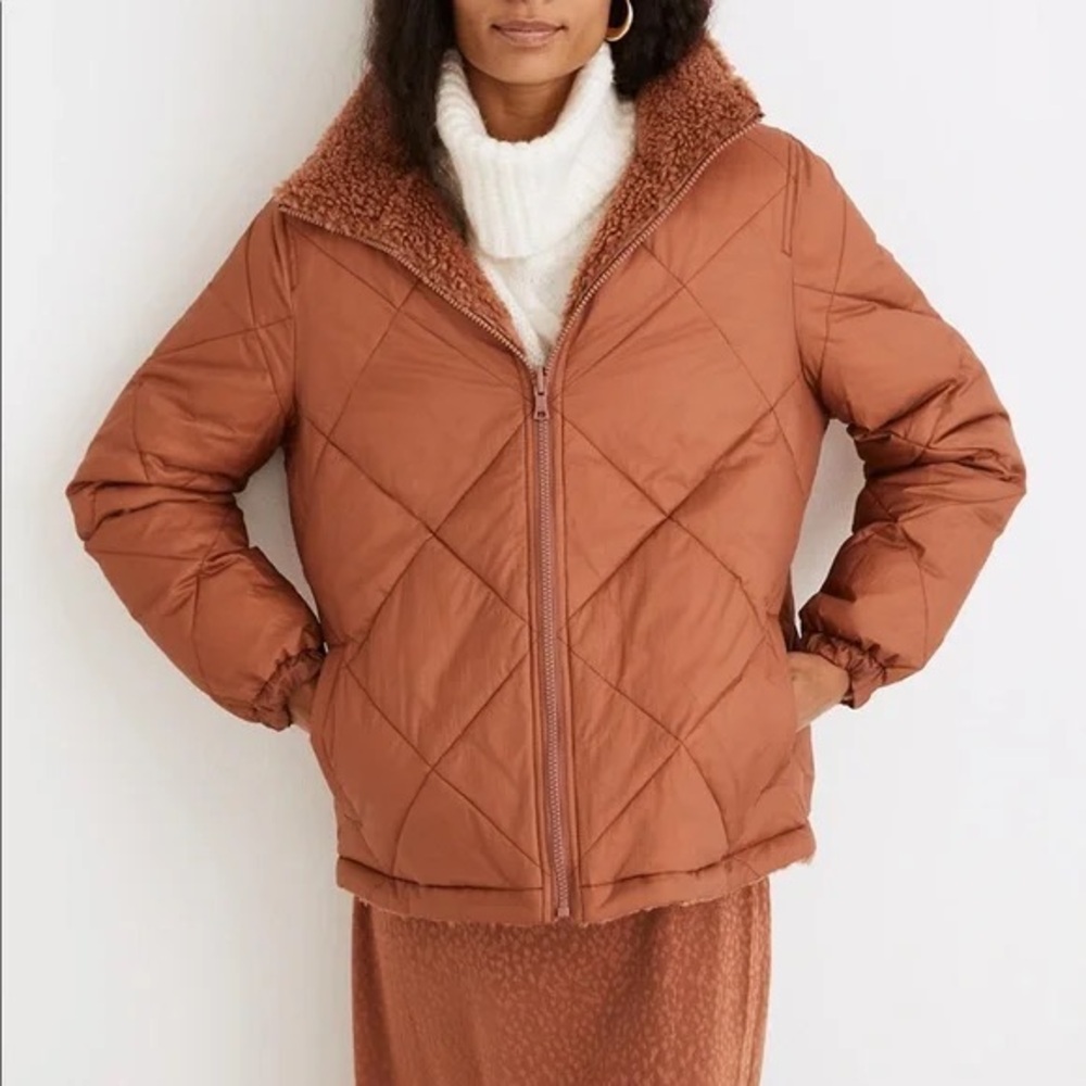 Madewell Reversible Sherpa Puffer Jacket Womens Size XS
